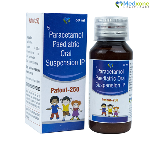 Product Name: PAFOUT 250, Compositions of Paracetamol Paediatric Oral Suspension are Paracetamol Paediatric Oral Suspension - Medxone Healthcare