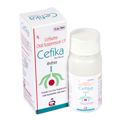 Product Name: Cefika, Compositions of Cefika are Cefixime Oral Suspension IP - Erika Remedies