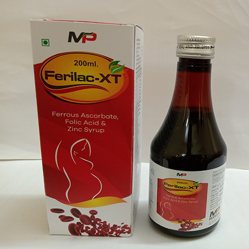 Product Name: Ferilac XT, Compositions of Ferilac XT are Ferrous Ascrobate, Folic Acid & Zinc Syrup - Manlac Pharma