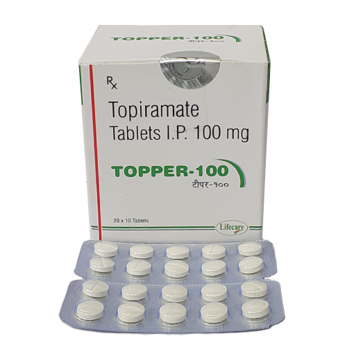 Product Name: Topper 100, Compositions of Topper 100 are Topiramate Tablets IP 100mg - Lifecare Neuro Products Ltd.