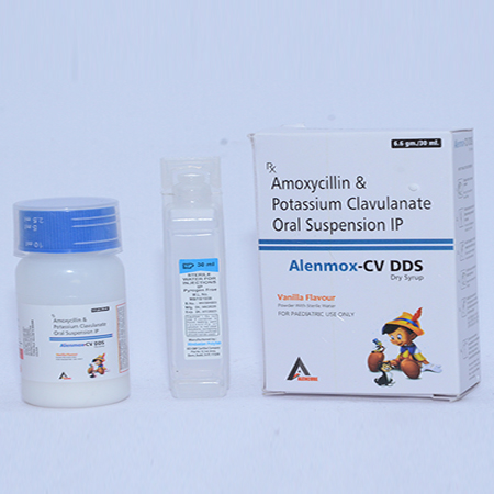 Product Name: ALENMOX CV DDS, Compositions of ALENMOX CV DDS are Amoxycillin & Potassium Clavulanate Oral Suspension IP - Alencure Biotech Pvt Ltd