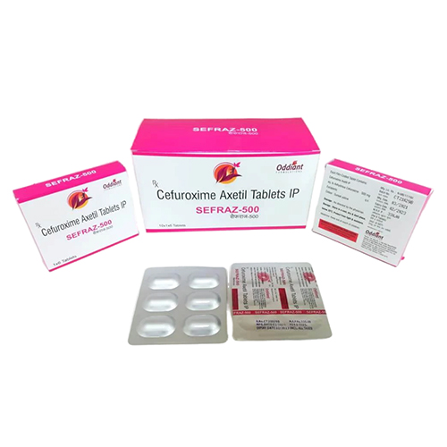 Product Name: Sefraz 500, Compositions of Sefraz 500 are Cefuroxime Axetil Tablets IP - Oddiant Formulations