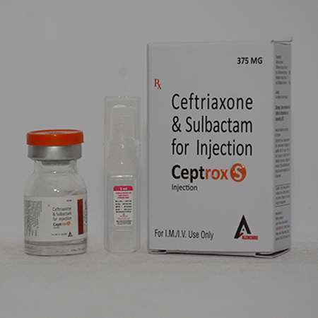 Product Name: CEPTROX S, Compositions of CEPTROX S are Ceftriaxone & Sulbactam For Injection - Alencure Biotech Pvt Ltd