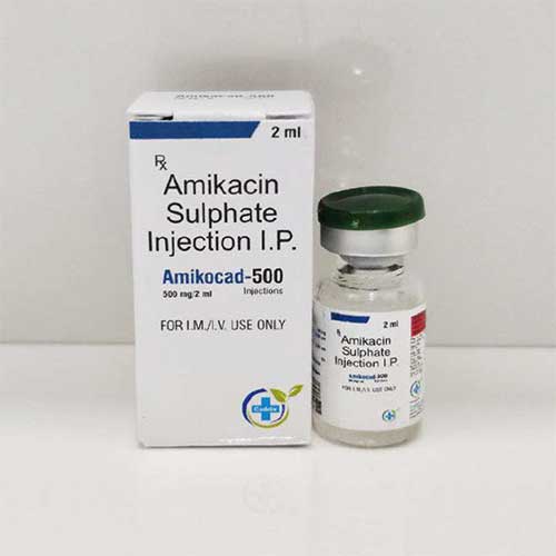 Product Name: Amikocad 500, Compositions of Amikocad 500 are Amikacin Sulphate Injection I.P. - Caddix Healthcare