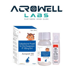 Product Name: Acropod 100, Compositions of Acropod 100 are Cefpodoxime Proxetil For Oral Suspension IP 100mg/5ml - Acrowell Labs Private Limited