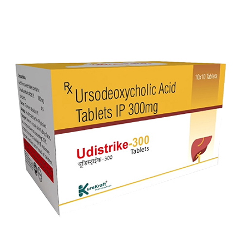 Product Name: Udistrike300, Compositions of are Ursodeoxycholic Acid IP 300mg - KureKraft Pharmaceuticals
