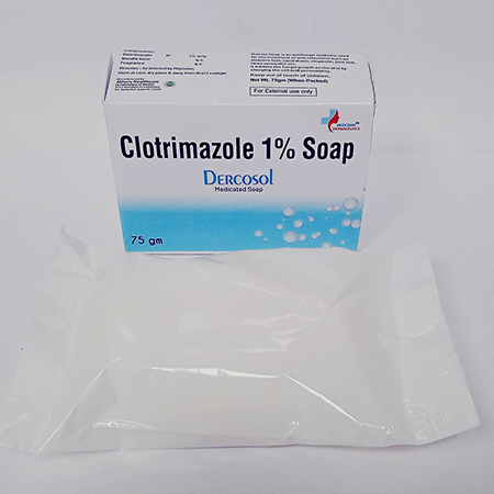 Product Name: Dercosol, Compositions of Dercosol are Clotrimazole 1% Soap - Ronish Bioceuticals