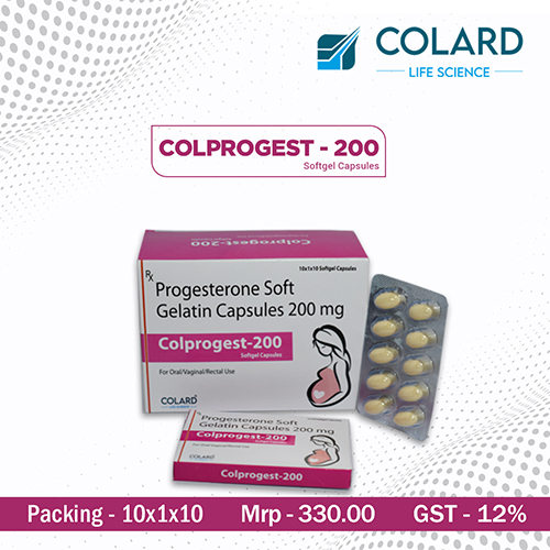 Product Name: COLPROGEST   200, Compositions of COLPROGEST   200 are Progesterone Soft Gelatin Capsule 200mg - Colard Life Science