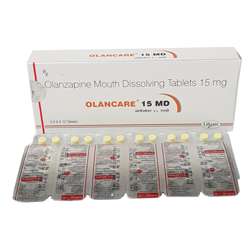 Product Name: Olancare 15 MD, Compositions of Olancare 15 MD are Olanzapine Mouth Dissolving Tablets 15mg - Lifecare Neuro Products Ltd.