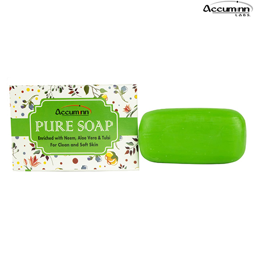 Product Name: Pure Soap, Compositions of Pure Soap are Enriched with Neem, Aloevera & Tulsi For Clean and Soft Skin - Accuminn Labs