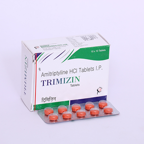 Product Name: TRIMIZIN, Compositions of TRIMIZIN are Amitriptyline HCL Tablets IP - Biomax Biotechnics Pvt. Ltd