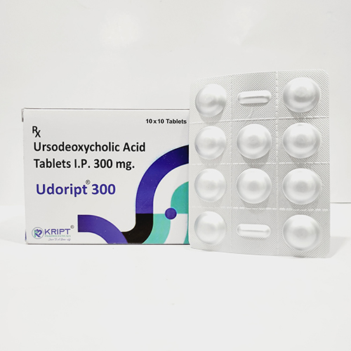 Product Name: Udoript 300, Compositions of Udoript 300 are Ursodeoxycholic Acid tablets I.P 300mg - Kript Pharmaceuticals