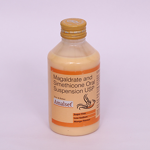 Product Name: AMALSET, Compositions of AMALSET are Magaldrate and Simethicone Oral Suspension USP - Biomax Biotechnics Pvt. Ltd