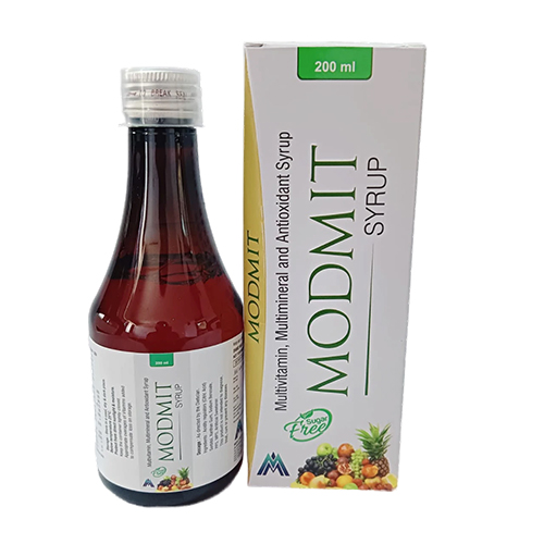 Product Name: MODMIT, Compositions of MODMIT are Multivitamin, Multimineral and Antioxidant Syrup - Medlo Biotech