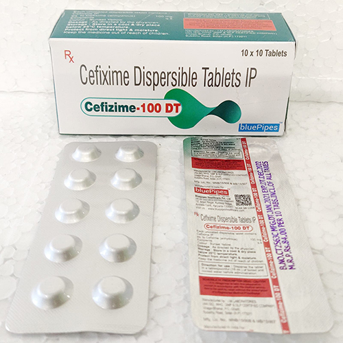 Product Name: CEFIZIME 100 DT, Compositions of CEFIZIME 100 DT are Cefixime Dispersible Tablets IP - Bluepipes Healthcare