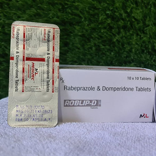 Product Name: Roblip D, Compositions of Roblip D are Rabeprazole & Domeperidone Tablets - Medizec Laboratories