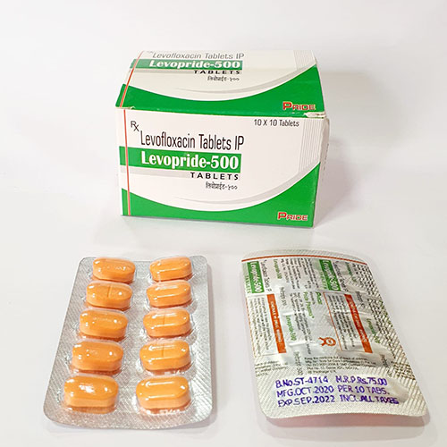 Product Name: Levopride 500, Compositions of Levopride 500 are Levofloxacin Tablets IP  - Pride Pharma