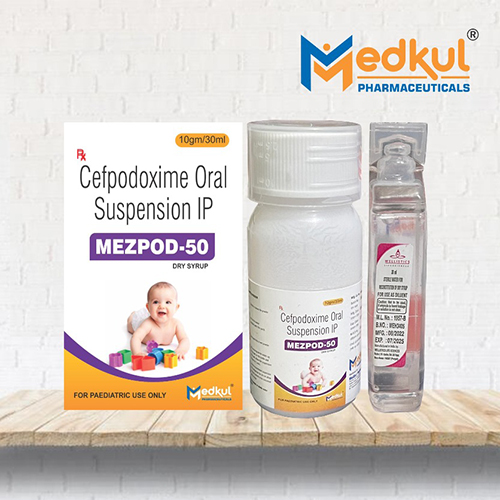 Product Name: Mezpod 50, Compositions of Mezpod 50 are Cefpodoxime Oral Suspension I.P. - Medkul Pharmaceuticals