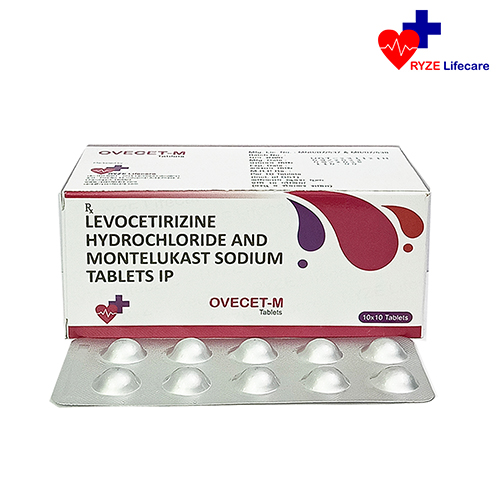 Product Name: OVECET_M, Compositions of OVECET_M are Levocetirizine Dihydrochloride & Montelukast Sodium Tablets I.P. - Ryze Lifecare