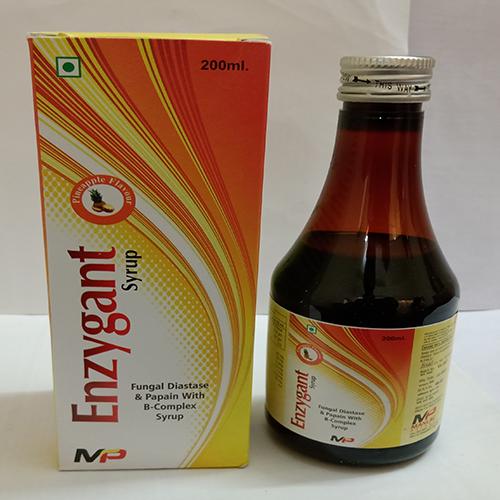 Product Name: Enzygant, Compositions of Enzygant are Fungal Diastate, Pepsin with B-Complex Syrup - Manlac Pharma