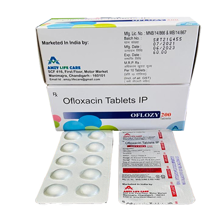 Product Name: OFLOZY 200, Compositions of OFLOZY 200 are Ofloxacin Tablets IP - Amzy Life Care