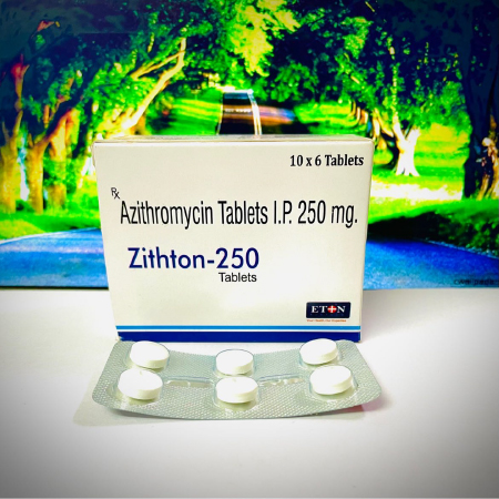 Product Name: Zithton 250, Compositions of Zithton 250 are Azithromycin Tablets I.P. 250 MG - Eton Biotech Private Limited