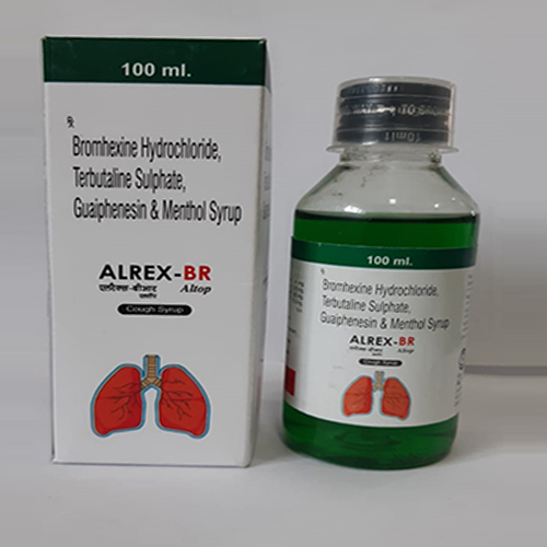 Product Name: Alrex BR, Compositions of Alrex BR are Bromhexine Hydrochloride, Terbutaline Sulphate, Guaiphensin & Menthol Syrup - Altop HealthCare