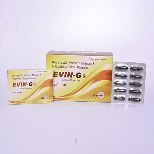 Product Name: EVIN G, Compositions of GINSENG WITH VITAMINS, MINERALS, ANTIOXIDENTS(SOFTGEL CAP) LYCOPENE LUTEIN are GINSENG WITH VITAMINS, MINERALS, ANTIOXIDENTS(SOFTGEL CAP) LYCOPENE LUTEIN - Aeon Remedies