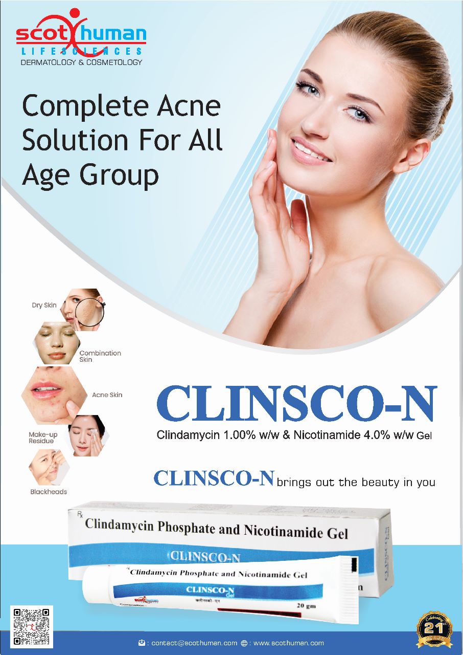 Product Name: Clinsco N, Compositions of Clinsco N are Clindamycin Phsophate & Nicotinamide Gel - Pharma Drugs and Chemicals