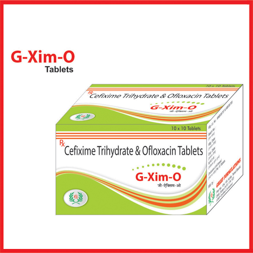 Product Name: G Xim O, Compositions of G Xim O are Cefixime Trihydrate & Ofloxacin Tablets - Greef Formulations
