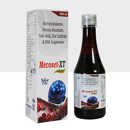 Product Name: MECOSET XT, Compositions of MECOSET XT are Methylcobalamin, Ferrous Ascrobate, Folic Acid, Zinc Sulphate & DHA Suspension - Mediquest Inc