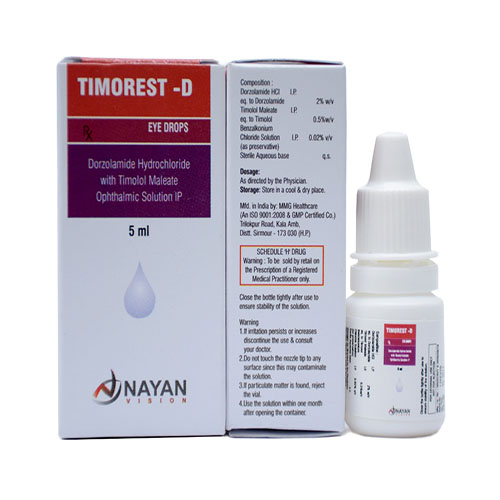 Product Name: Timorest D, Compositions of Timorest D are Dorzolamide Hydrochloride with Timolol Maleate Ophthalmic Solution IP - Arlak Biotech