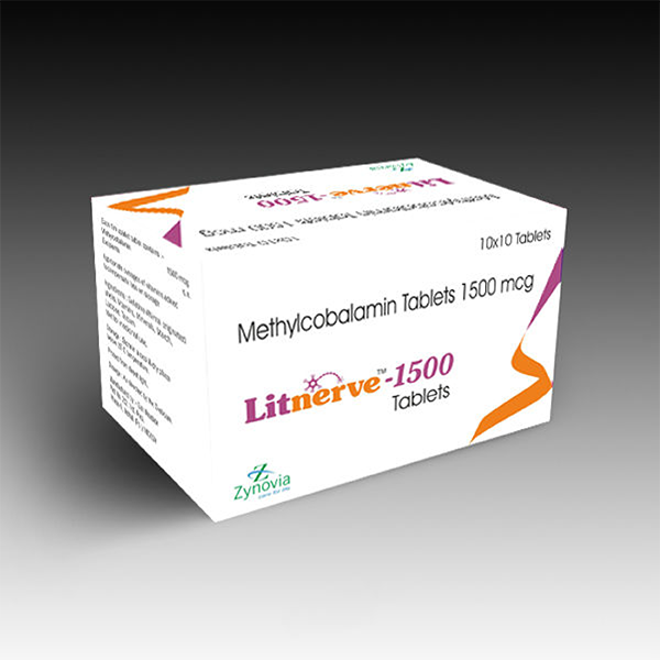 Product Name: Litnerve 1500, Compositions of Litnerve 1500 are Methylcobalamin Tablets 1500 mcg - Zynovia Lifecare