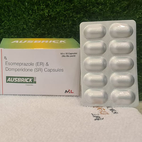Product Name: Ausbrick, Compositions of Ausbrick are Esomeprazole (EC) & Domperidone (SR) Capsules - Medizec Laboratories