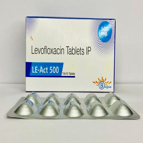 Product Name: Le Act 500, Compositions of Le Act 500 are Levofloxacin Tablets IP - Burgeon Health Series Pvt Ltd