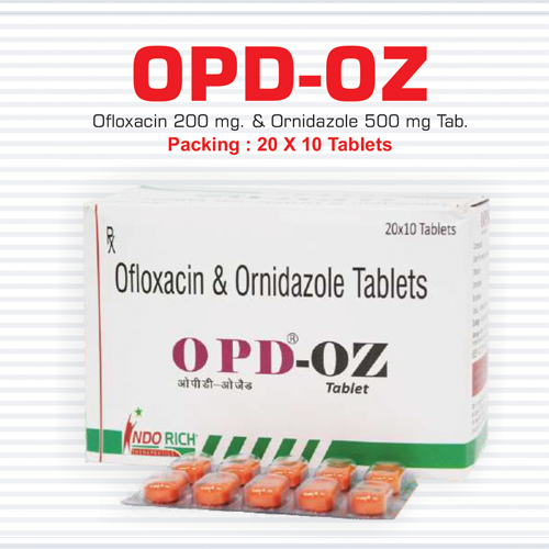 Product Name: OPD OZ, Compositions of OPD OZ are Ofloxacinv & ornidazole Tablets - Pharma Drugs and Chemicals