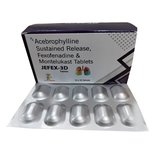 Product Name: Jefex, Compositions of Jefex are Acebrophylline Sustained Release, Fexofenadine & Montelukast Tablets - Jecks Pharma