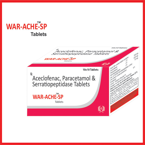Product Name: War Ache SP, Compositions of War Ache SP are Aceclofenac ,Paracetamol & Serratiopeptidase Tablets - Greef Formulations