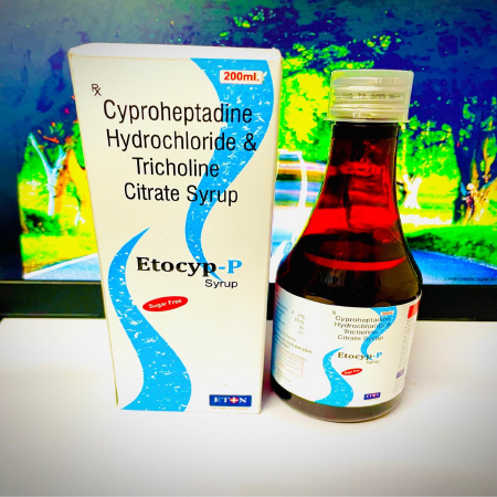 Product Name: Etocyp P, Compositions of Etocyp P are Cyproheptadine Hydrochloride And Tricholine Citrate Syrup - Eton Biotech Private Limited