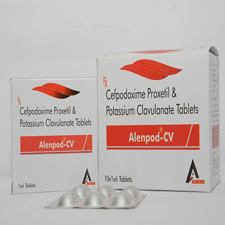 Product Name: ALENPOD CV, Compositions of ALENPOD CV are Cefpodoxime Proxetil & Potassium Clavulanate Tablets - Alencure Biotech Pvt Ltd