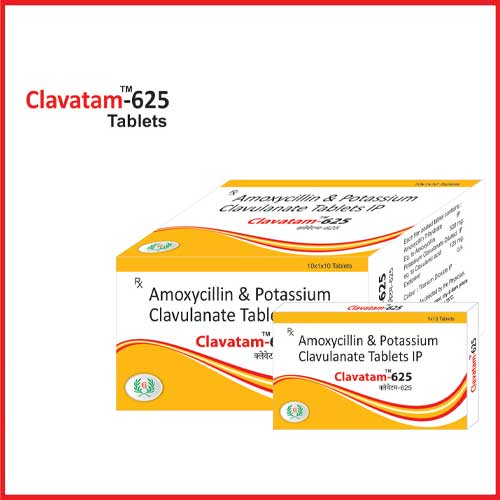 Product Name: Clavatam 625, Compositions of Clavatam 625 are Amoxycillin and Potassium Clavulanate Tablets IP - Greef Formulations