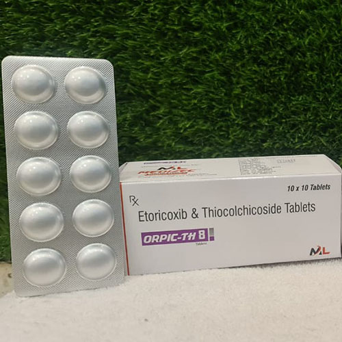 Product Name: Orpic TH 8, Compositions of Orpic TH 8 are Etoricoxib & Thiocolchicoside Tablets - Medizec Laboratories