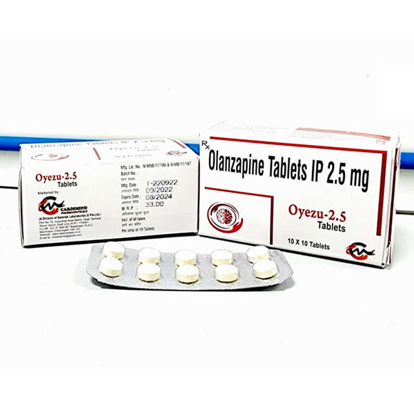 Product Name: Oyezu 2.5, Compositions of Oyezu 2.5 are Olanzapine  Tablets IP  2.5 mg - Aseric Pharma