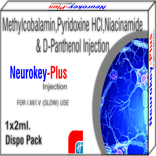 Product Name: NEUROKEY PLUS, Compositions of NEUROKEY PLUS are Methylcobalamin, Pyridoxine HCL, Niacinamide & D-Panthenol Injection - Healthkey Life Science Private Limited