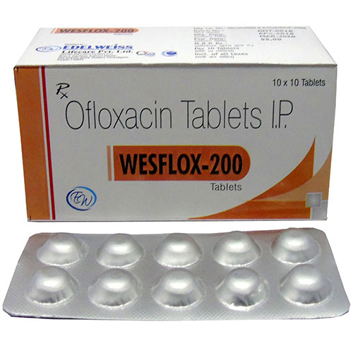 Product Name: WESFLOX 200, Compositions of WESFLOX 200 are Ofloxacin 200mg - Edelweiss Lifecare