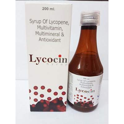 Product Name: Lycocin syrup, Compositions of Lycocin syrup are Syrup of lycopene, Multivitamin, Multiminerals & Antioxident - Cubic Lifesciences Private Limited