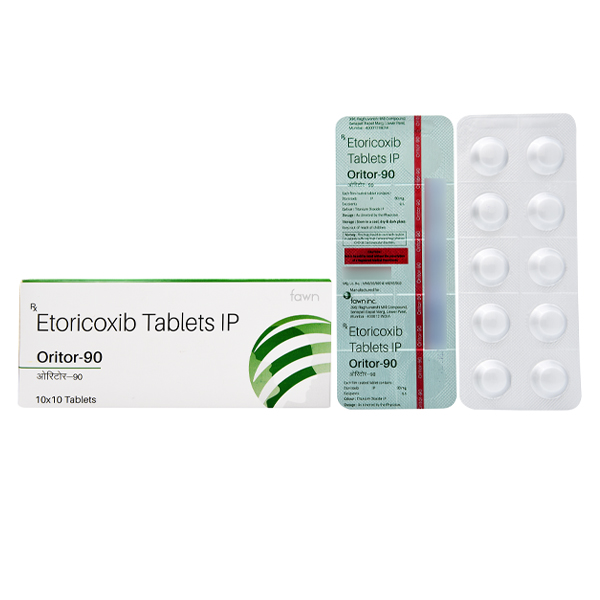 Product Name: ORITOR 90, Compositions of ORITOR 90 are Etoricoxib I.P. 90 mg. - Fawn Incorporation