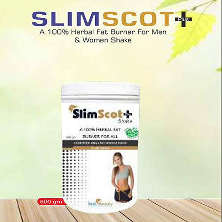 Product Name: Slimscot +, Compositions of Slimscot + are A 100% Herbal Fat Burner For Men & Women Shake - Scothuman Lifesciences