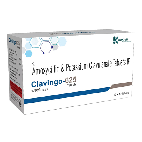 Product Name: Clavingo625, Compositions of Clavingo625 are Amoxycillin & Potassium Clavulanate Tablets IP - KureKraft Pharmaceuticals