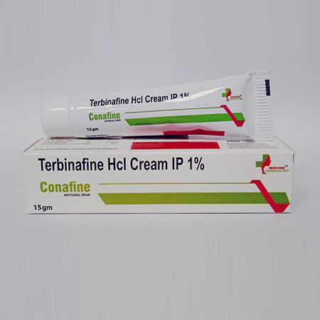 Product Name: Conafine, Compositions of Conafine are Terbinafine Hcl Cream IP 1% - Ronish Bioceuticals